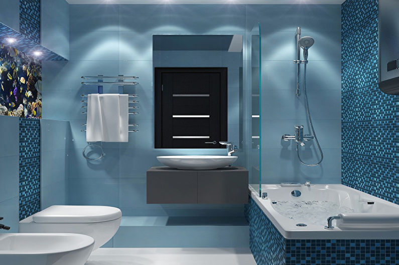 Design de baie în tonuri de albastru