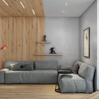 Zdobení zdi obývacího pokoje dřevěnými lištami