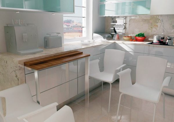 Pro malou kuchyň je nejlepší alternativou k plnohodnotnému stolu výsuvná přídavná pracovní deska, kterou lze po použití vyčistit
