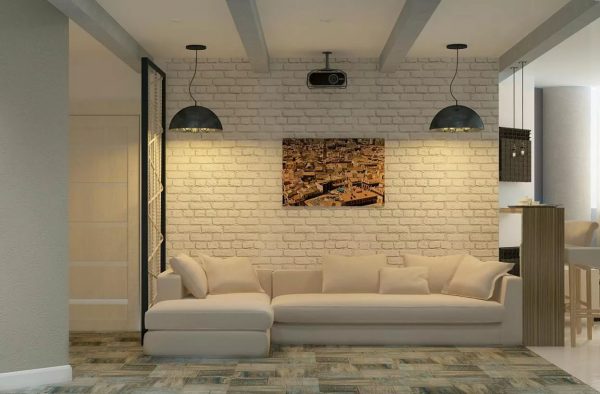 Onder de populaire nieuwigheden van behang in de loft-stijl, kan men wandbekleding opmerken met imitatie van hout, steen, origineel leer, baksteen, geschild gips.